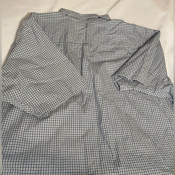 Wrangler Hero Mens 2XL Short Sleeve dress Shirt Cream‎ Blue Striped Cotton soft - Picture 2 of 6